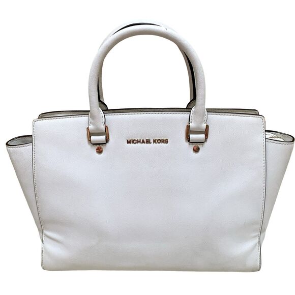 MICHAEL KORS Large Optic White Saffiano Leather SELMA Satchel - Picture 15 of 16